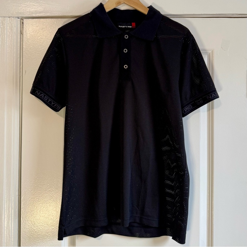 🐷 Nasty Pig Penalty Black Mesh Polo - Picture 4 of 11